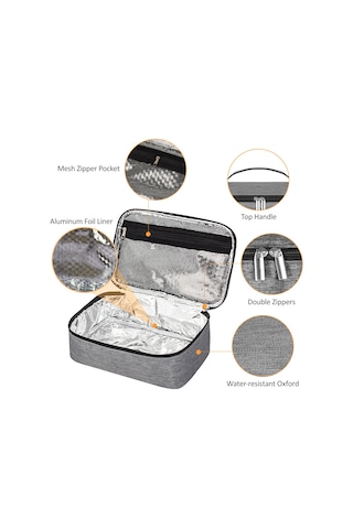 Vkemall Mavi Isıtıcı Yemek Çantası - Oxford Kumaş + Köpük + Alüminyum Folyo - 25x16x8cm Mavi