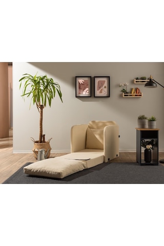 Pafu Saga Tekli Katlanır Yataklı Koltuk Soho Krem
