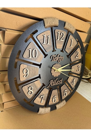 Kişiye Özel Ahşap Dekoratif Halatlı Duvar Saati ÇOk Renkli