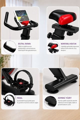Slim Kondisyon Bisikleti Spinning Bike Egzersiz Aleti Siyah
