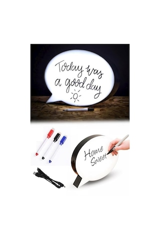 Evyora Kalemle Yazılabilen Konuşma Balonu Görünümlü Işıklı Mesaj Panosu