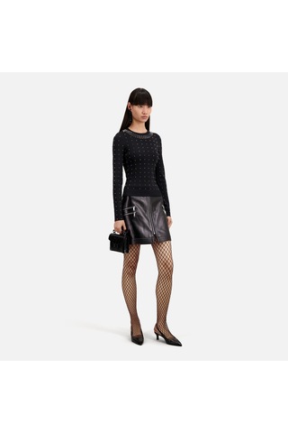 The Kooples Kadın Zımba Detaylı Bisiklet Yaka Siyah Kazak