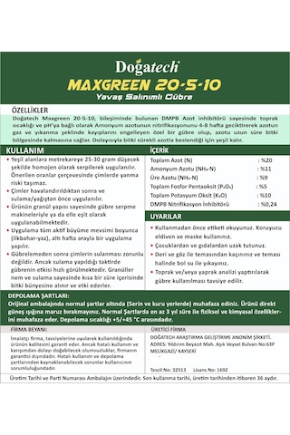 Doğatech Maxgreen Çim Ve Bahçe Genel Bakım Gübresi 10kg