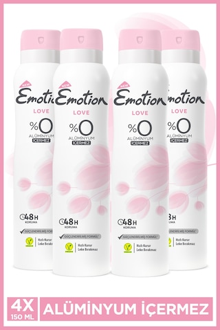 Love Kadın Alüminyumsuz Vegan Deodorant 4x150 ML Hızlı Kurur, Leke Bırakmaz