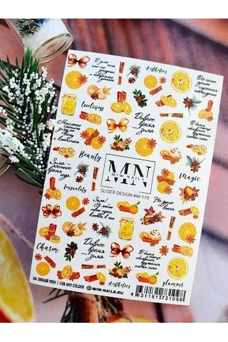 Nail Art Slider Stiker Altın Kontur W119 Beyaz
