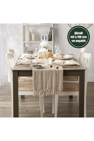 Wellstil Neula %100 Pamuk Örme Runner - Bej Bej