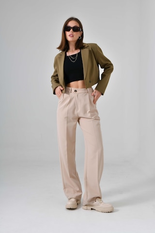 Haki Kruvaze Crop Blazer Ceket Haki