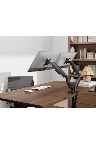 Voltix 17" - 35" Ekranlar İçin, Her Kol 9kg Taşıma Kapasiteli, Vesa Uyumlu, Çift Kol Amortisörlü Monitör Kolu, 2li Monitör Kolu A.Ağaç