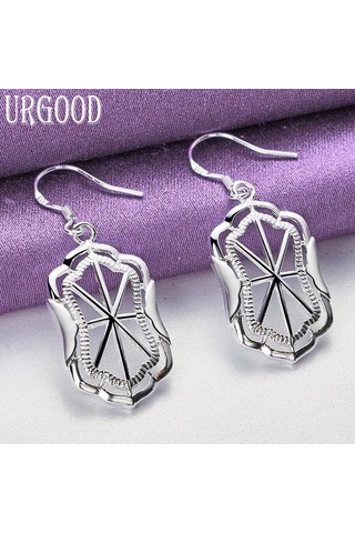 925 Ayar Gümüş Geometrik Damla Küpe Moda Takı