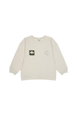 Antebies Pamuk, Sustainable, Krem Doodle Baskılı Erkek Çocuk Sweatshirt Eşofman Takımı Yeşil