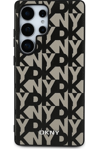 Galaxy Uyumlu S25 Ultra Kılıf Dkny Lisanslı M-safe Şarj Özellikli 3d Yazılı Grid Pattern Kapak Gri