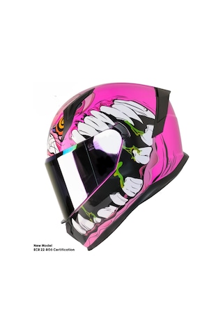 Motosiklet Kadın Kaskı 22.r06 Sertifikalı Güneş Vizörlü Fiber Kask Full Face Motor Kask Horus Lady Pembe