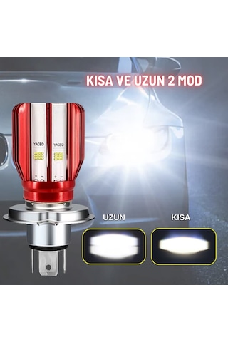 H4 Uzun Kısa Led Far Ampul Motosiklet Otomobil Led Işık 12-24v 6000k Beyaz Yüksek Performans 1800lm