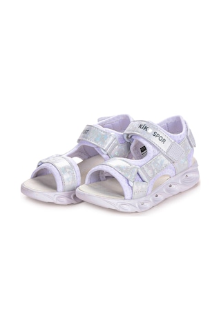 Kiko Kids 133 Hologram Işıklı Kız Çocuk Cırtlı Sandalet Ayakkabı Beyaz 001