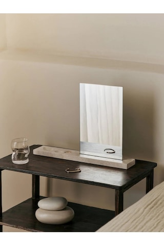 Caseta Traverten Tabanlı Masa Üstü Ayna Dekoratif Ve Şık Tasarım 45x32 Cm Çok Renkli