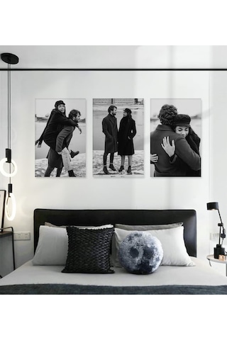 Kişiye Özel Fotoğraflı 3 Lü Mdf Tablo Seti 20x28 Cm Siyah