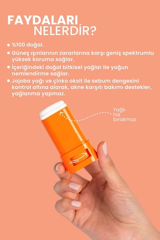 Bade Natural Mineral Filtreli ve Yüksek Koruyucu Doğal Stick Güneş Kremi SPF50 16 G
