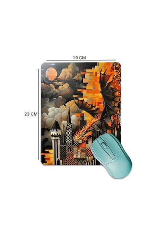 Sonictouch Ejderha Temalı Pürüzsüz Yüzey Kaymaz Taban Dikişsiz Kenar Gamer Oyuncu Mouse Pad 19x23cm Mousepad