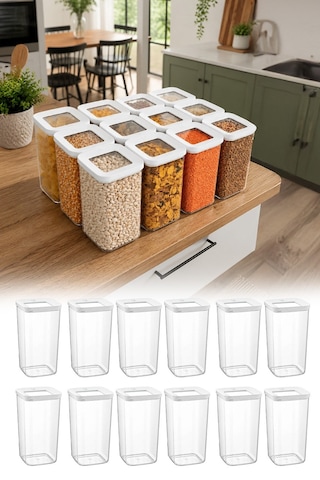 12'li Vakumlu Kare Saklama Kabı Seti 1200 Ml Şeffaf Kapaklı Gıda Saklama Kabı Vp-184 Diğer