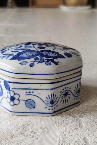 Nurantik Soğan Desenli Vintage Bonboniyer Şekerlik/çerezlik 150 Ml Lacivert