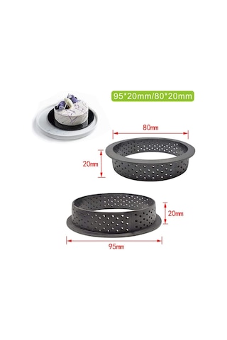 10 Adet Delikli Tart Halkası, Delikli Mus Kek Yuvarlak Kalıp Pişirme Aletleri, Delikli Yeniden Kullanılabilir Yuvarlak Plastik Pişirme Aksesuarları - Siyah Diğer