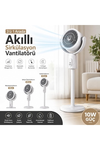 Şarjlı Ayaklı Vantilatör, 5 Hız Kademeli, Uzaktan Kumandalı, Type-c Şarj, Sessiz Brushless Motor, 120 Salınım