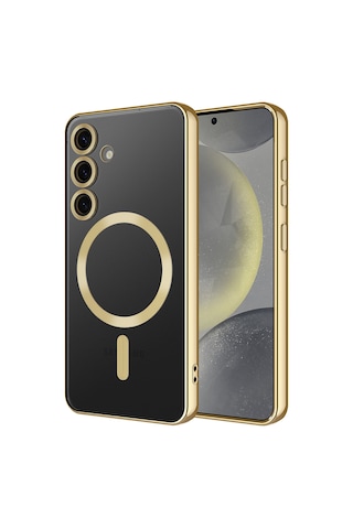 Galaxy S24 Fe Kılıf Kamera Korumalı M-safe Wireless Şarj Özellikli Zore Demre Kapak Gold