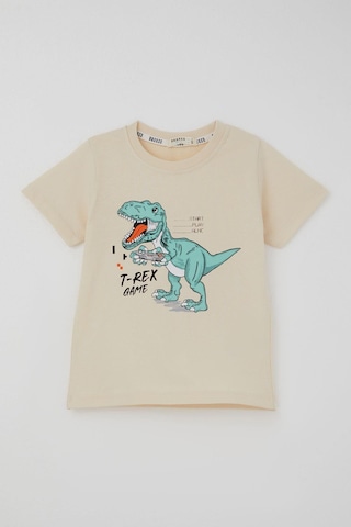 Breeze Erkek Çocuk Şortlu Takım Oyun Tutkunu Dinozor Baskılı 2-6 Yaş, Krem
