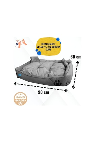 Mavi Vitrin Yıkanabilir Kedi Köpek Yatağı Büyük Boy Handmade 90 x 60 CM