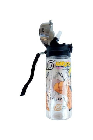 500 Ml Naruto Lu Suluk Matara Kalın Pipetli Siyah 1 Adet Şeffaf