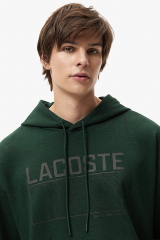 Lacoste Men's Oversize Sweatshirt Bol Kesim Kapüşonlu Pamuklu Erkek Sweatshirt Yeşil