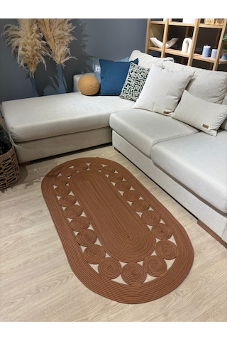 Mavaux Cookie Jüt Hasırlı El Örgüsü Kilim Natural