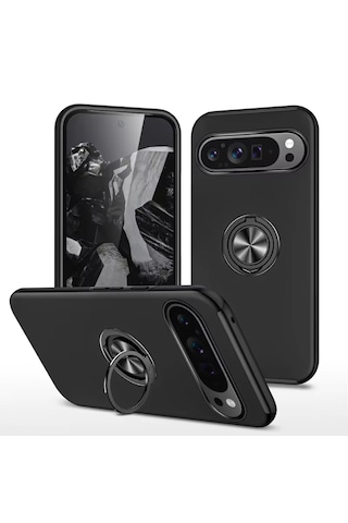 Microcase Google Pixel 10 Pro İle Uyumlu Manyetik Mıknatıslı Yüzük Standlı Kılıf-al5139 Siyah
