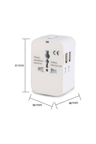 Besthome1 Evrensel Seyahat Şarj Cihazı - 2 Usb, 110-250v, Ab/abd/uk/au Uyumlu