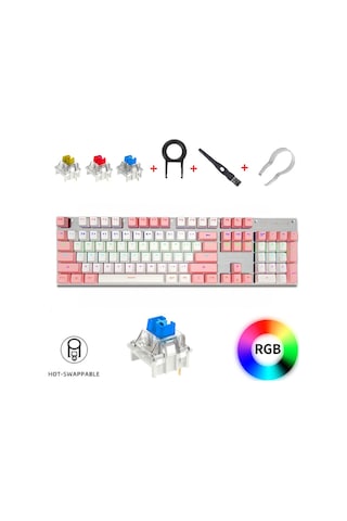 K660 Türkçe Mekanik Oyun Klavyesi, Mavi Switch-rainbow Rgb Aydınlatmalı Hot-swap