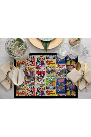 Adawall Home Justice League Kumaş Amerikan Servis 4'lü Set Çok Renkli