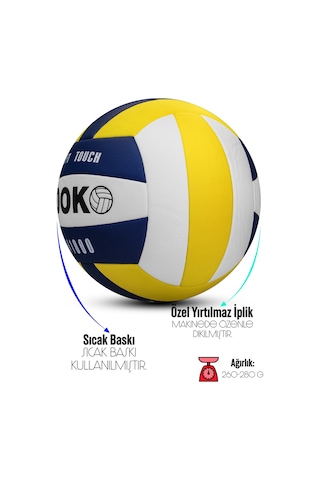Semi-pro Voleybol Topu Lamineli Beton Zemin Softtouch İç-dış Mekana Uygun 8 Panel Sarı-mavi V1000 Mavi