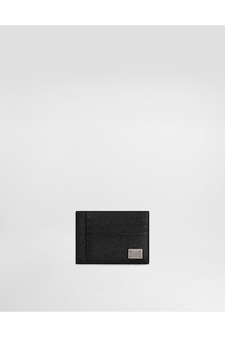 Dolce & Gabbana Dauphine-print Calfskin Card Holder Siyah