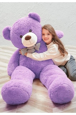 Papyonlu 180-190 Cm Dev Boy Sevimli Peluş Koca Ayı - Sevgiliye Eşe - Arkadaşa Özel Hediye Lila