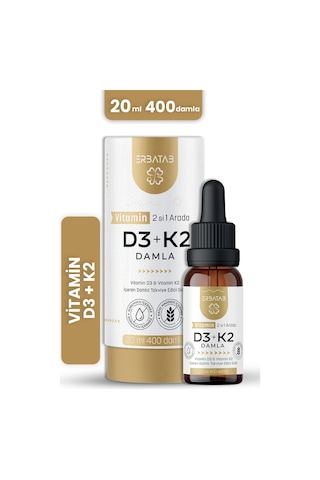 Erbatab D3 K2 İkisi Bir Arada Damla Vitamin 20 ML