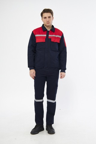 Mervem İş Takımı 7/7 Gabardin Kapitoneli Reflektörlü Lacivert