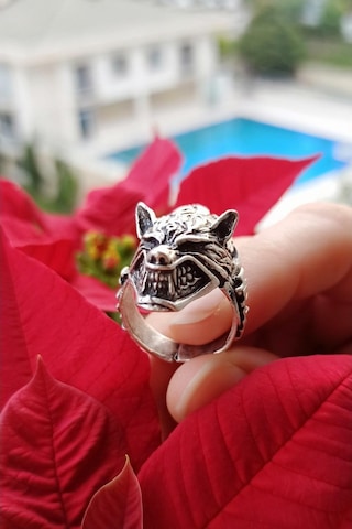 Antik Gümüş Kaplama Göktürkçe Türk Yazılı Ayarlanabilir Bozkurt Y - 511441904