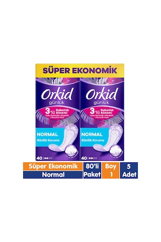 Orkid Günlük Koruma Ped Normal Süper Ekonomik Paket 5 x 80'li