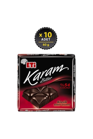 Eti Karam %54 Kakaolu Bitter Çikolata 10 x 60 G
