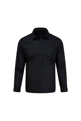 Hatemoğlu Siyah Slim Fit Slim Yaka Pamuklu Uzun Kollu Gömlek Siyah