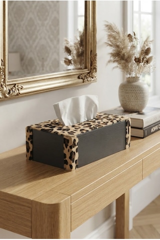 Peçetlik Casalona Kahve Leopar Tüy