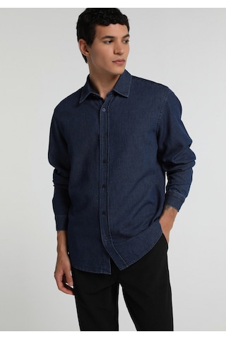Colin's Colins Regular Fit Shirt Neck Düz Erkek Mavi Uzun Kol Gömlek Cl1082018 Q1.v1 Inv İndigo