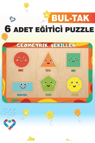 Ahşap Türkçe 6 Lı Set Eğitici-öğretici Yapboz