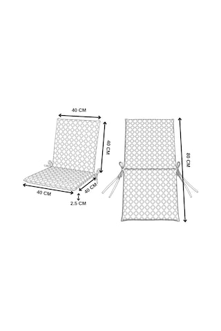 40x40 Cm Mavi Arkalıklı Sandalye Minderi Pamuk Polyester Kumaş İpli Sırtlı Mutfak Ve Bahçe Minderi