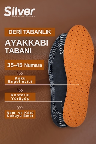 Silver Deri Koku Yapmaz Kesilebilir Ayakkabı Tabanlığı Gözenekli Tabanlık 35-45
